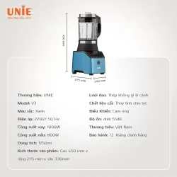 Máy nấu sữa hạt UNIE V3 thiết kế vuông vức hiện đại, dung tích 1,75L 968727