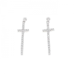 K18WG Bông tai kim cương chéo 0.24CT - Hàng hiệu Chính hãng