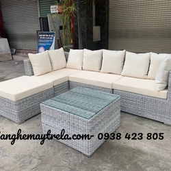 Sofa góc nhựa giả mây hiện đại 536731