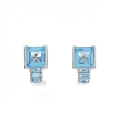 K14WG Blue Topaz Bông Tai - Hàng hiệu Chính hãng