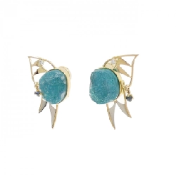 K18YG/PT Đá Chrysocolla Bông Tai - Hàng hiệu Chính hãng 869895