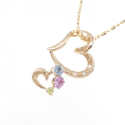 K18PG Mặt Dây Chuyền Hình Trái Tim Đá Màu - Hàng hiệu Chính hãng 858961