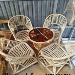 Bàn ghế uống trà mây tre đan 795969