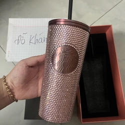 LY STARBUCKS BLACKPINK ĐÍNH ĐÁ MÀU HỒNG CHÍNH HÃNG 337696