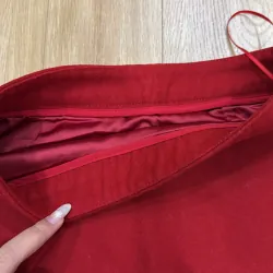 Chân váy dạ đỏ dáng A 784379