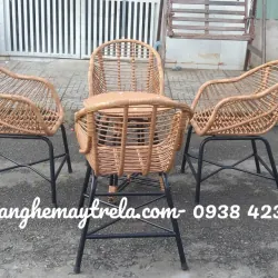 Bàn ghế mây nhựa cho quán cafe 740111