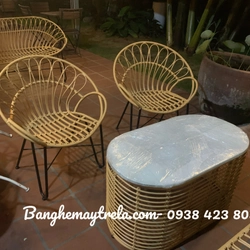 Bàn ghế mây nhựa thiết kế thanh mảnh 463485
