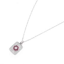 Dây chuyền ruby hoa K18WG 0.65CT - Hàng hiệu Authentic 858079