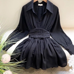 Đầm sơmi chiết eo kèm áo ống màu đen size L new 522985