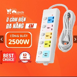 Ổ Cắm Điện USB Đa Năng Cao Cấp Chống Giật Dây Dài 4m