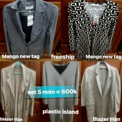 ❤️#600k : set 5 món ( váy Mango newtag + blazer Mango newtag  + váy Plastic island )