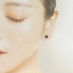 K18YG Amethyst Bông tai - Hàng hiệu Chính hãng 866311
