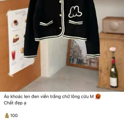 Áo khoác len đen viền trắng chừm cừu size L 734454