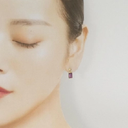 K18YG Garnet Bông tai - Hàng hiệu Chính hãng 870092