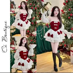 Đầm cúp đỏ trắng nữ dễ thương 740584