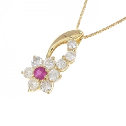 K18YG Hoa Hồng Ruby Dây Chuyền - Hàng hiệu Chính hãng 857614