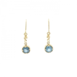 K18YG Blue Topaz Bông tai - Hàng hiệu Chính hãng