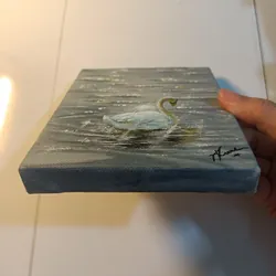 Tranh canvas vẽ tay chủ đề thiên Nga sáng sớm  674777