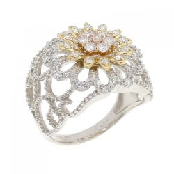 Nhẫn kim cương hoa K18YG/PT900/K18PG 0.70CT