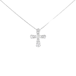 K18WG Dây chuyền kim cương hình chữ thập 0.42CT - Hàng hiệu Chính hãng