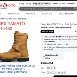 Giầy moto Japan Avirex Yamato vừa chân 38-39 638640