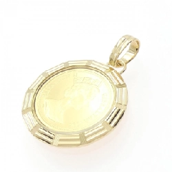 K18YG(枠) Mặt dây chuyền đồng xu - Hàng hiệu Authentic