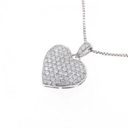 K18WG Dây chuyền kim cương hình trái tim Pavé 0.40CT - Hàng hiệu Chính hãng 863444