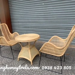 Bàn ghế mây uống trà chân sắt 551715