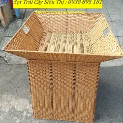 Xưởng sản xuất sọt mây trưng bày trái cây siêu thị màu vàng mây chính hãng 762128