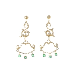 K18YG Emerald Earrings - Hàng hiệu Authentic
