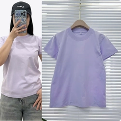 Áo Thun Nữ Cotton Form Đơn Giản Cổ Tròn Size SML Màu Sáng Hàng Mới 303776