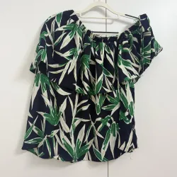 Áo voan trễ vai thời trang sz M màu xanh eva de eva đã qua sử dụng  929902