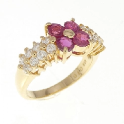 Nhẫn ruby K18YG hoa 0.70CT
