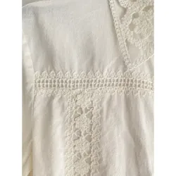 MỚI 99%***ÁO SƠ MI ZARA TRẮNG REN CROPTOP DÀI TAY* REN CÁCH ĐIỆU* TẶNG QUÀ 0Đ FREESHIP
