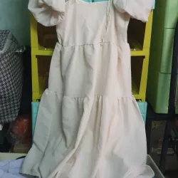 Đầm babydoll mùa hè biển (bầu mặc cũng xinh) GÀ VINTAGE màu be freesize mới