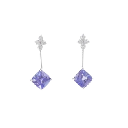 K18WG Tanzanite Bông tai 2.22CT - Hàng hiệu Chính hãng