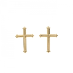 K18YG Khuyên tai hình chữ thập - Hàng hiệu Chính hãng
