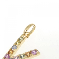 K18YG Chữ cái V Mặt dây chuyền Sapphire 0.18CT - Hàng hiệu Chính hãng 869445