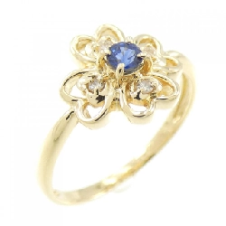 Nhẫn Sapphire K18YG hình cỏ 0.14CT - Hàng hiệu chính hãng