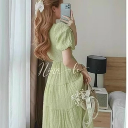 Đầm váy nữ maxi biển họa tiết cổ tròn dáng thân dài xòe cực kì xinh trẻ trung 462310