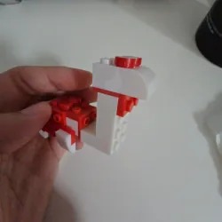 Mô hình lắp ghép khủng long cổ dài mini đỏ trắng 960829