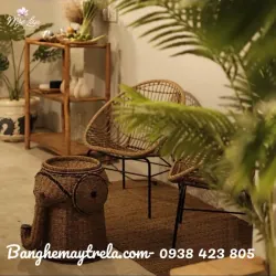 Bàn ghế mây nhựa ngoài trời 706288