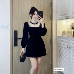 Váy nhung đen đính đá cổ size M mới tinh, được tặng nhưng không mặc đến 336698