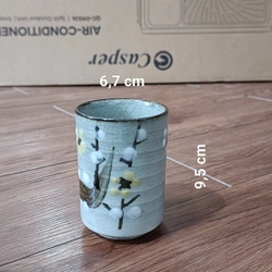 Bộ cốc ly chén gốm Nhật -(Men Mộc + Men Rạn)-(Bộ 5 Ly + 1 Khay)[Ly uống nước, trà, cà phê] 470509