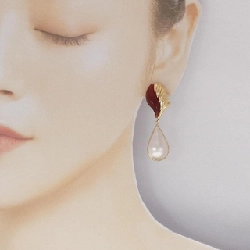 K18YG Mabe Pearl Earrings - Hàng hiệu Authentic 868808