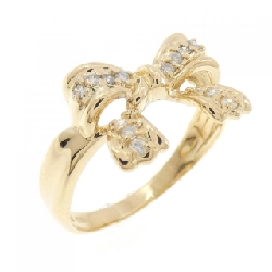 Nhẫn kim cương K18YG hình ruy băng 0.17CT