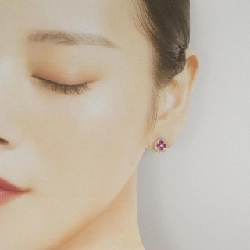 K18YG Hoa Hồng Ruby Bông Tai 0.70CT - Hàng hiệu Chính hãng 864161