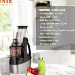 🍀 Máy ép chậm UNIE USJDC71S – Giữ trọn dưỡng chất rau củ quả, hạn chế oxy hóa tối đa! 715318