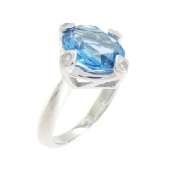 Nhẫn Blue Topaz K18WG - Hàng hiệu Chính hãng