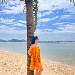 Váy nữ nắng vàng dáng suông kiểu dáng xòe đính hoa nổi siêu xinh 1024440